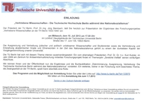 „Vertriebene Wissenschaften - Die Technische Hochschule Berlin während des Nationalsozialismus“