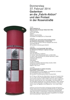 Gedenken an die „Fabrik-Aktion“ und den Protest in der Rosenstraße