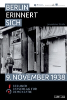 Plakataktion des Berliner Ratschlags für Demokratie zum Gedenken an die Zerstörung jüdischer Geschäfte am 9. November 1938